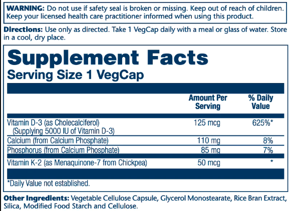 Vitamin D-3 & K-2 - 60 vcaps