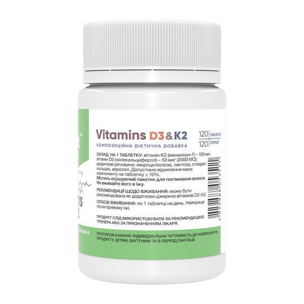 Vitamin D3 & K2 - 120 tabs