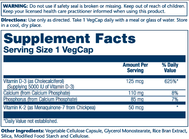 Vitamin D-3 & K-2 - 120 vcaps