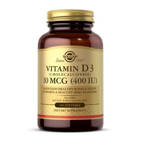 Vitamin D3 (Cholecalciferol) 10 mcg (400 IU) - 100 softgels